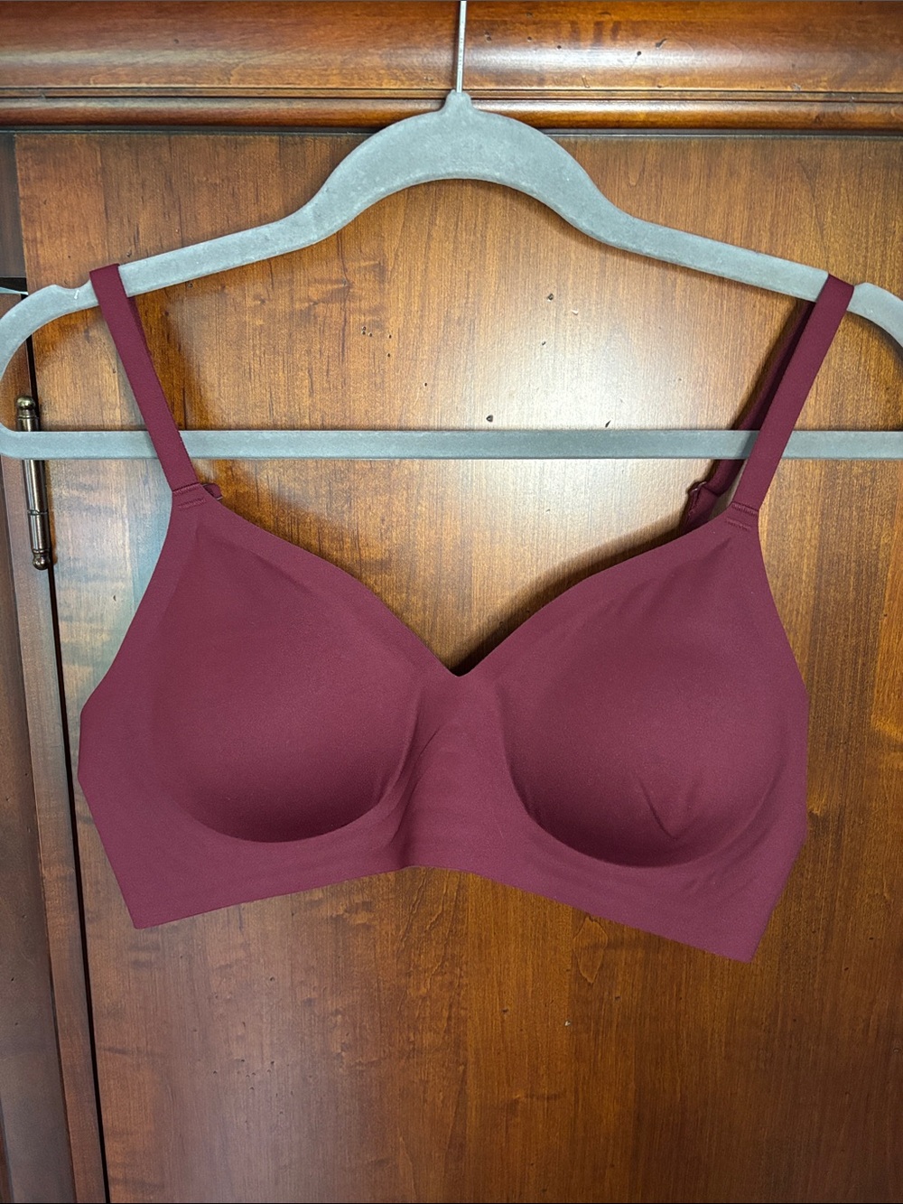 Auden Luxury Collection Seamless Bralette with Removable Pads, Burgundy Red